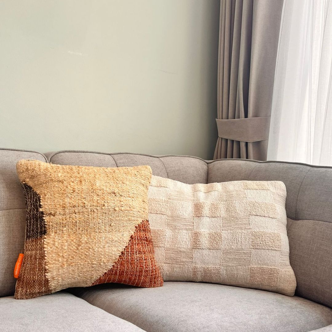 Colorblock Abstract Jute Cushion Covers, 40 x 40 cm