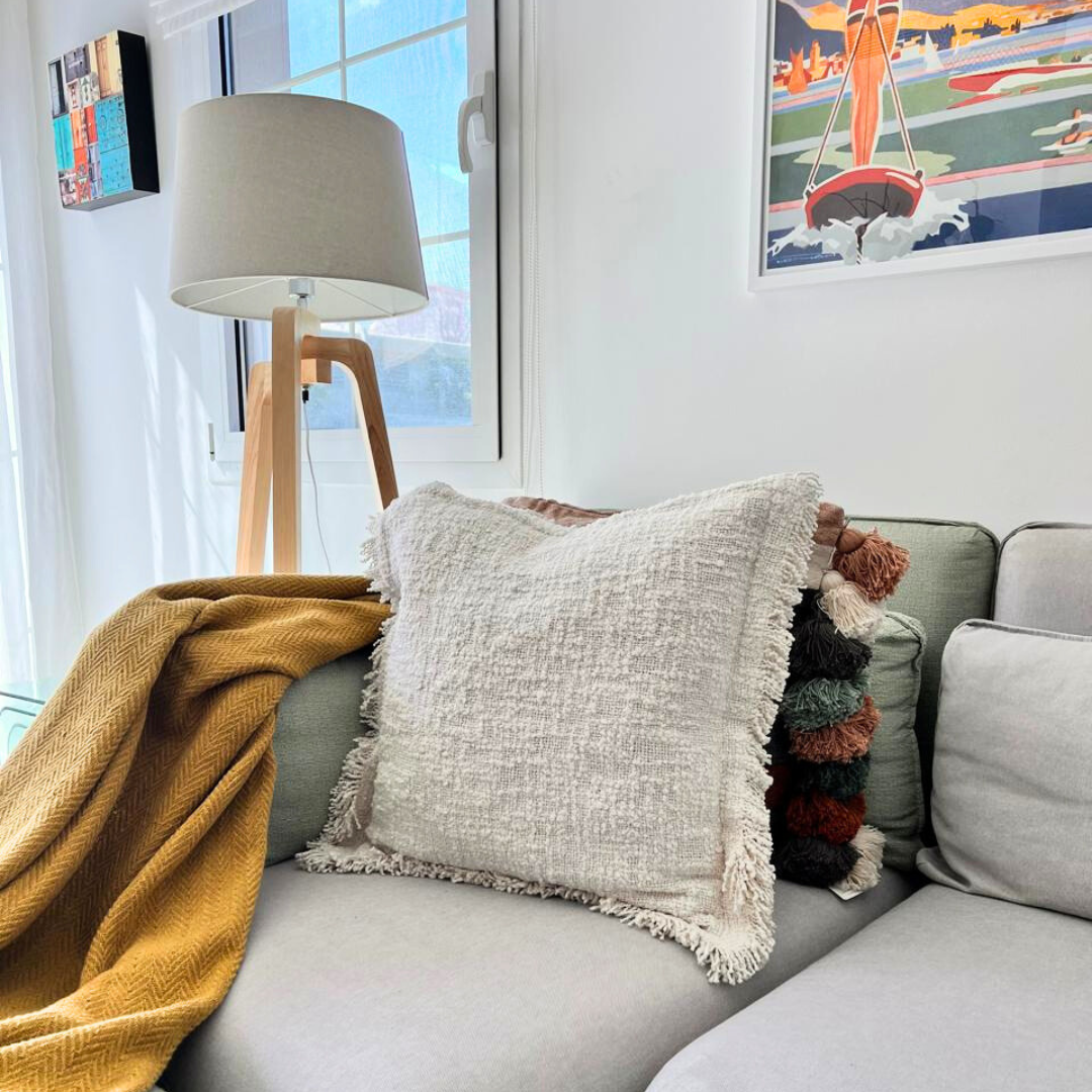 Amal Boucle Cotton Cushion Cover Cream, 50 x 50 cm