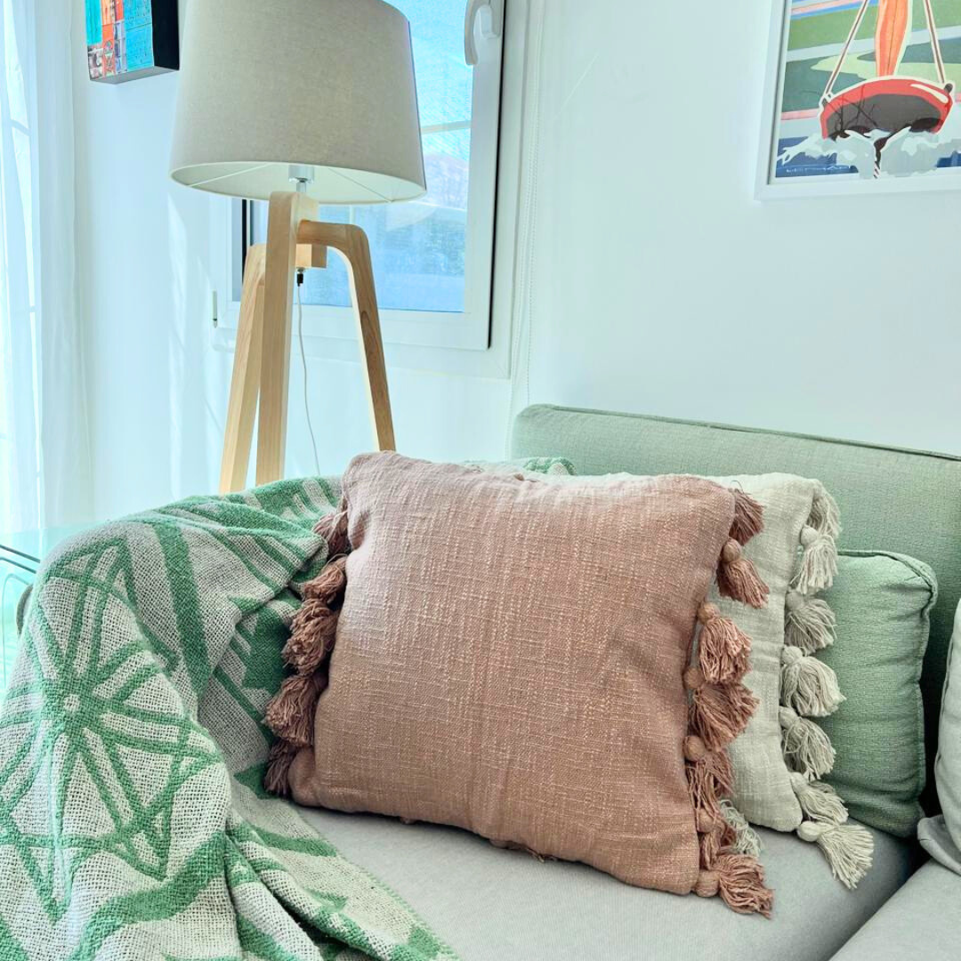 Osga Tasseled Cotton Cushion Cover Blush 45 x 45 cm