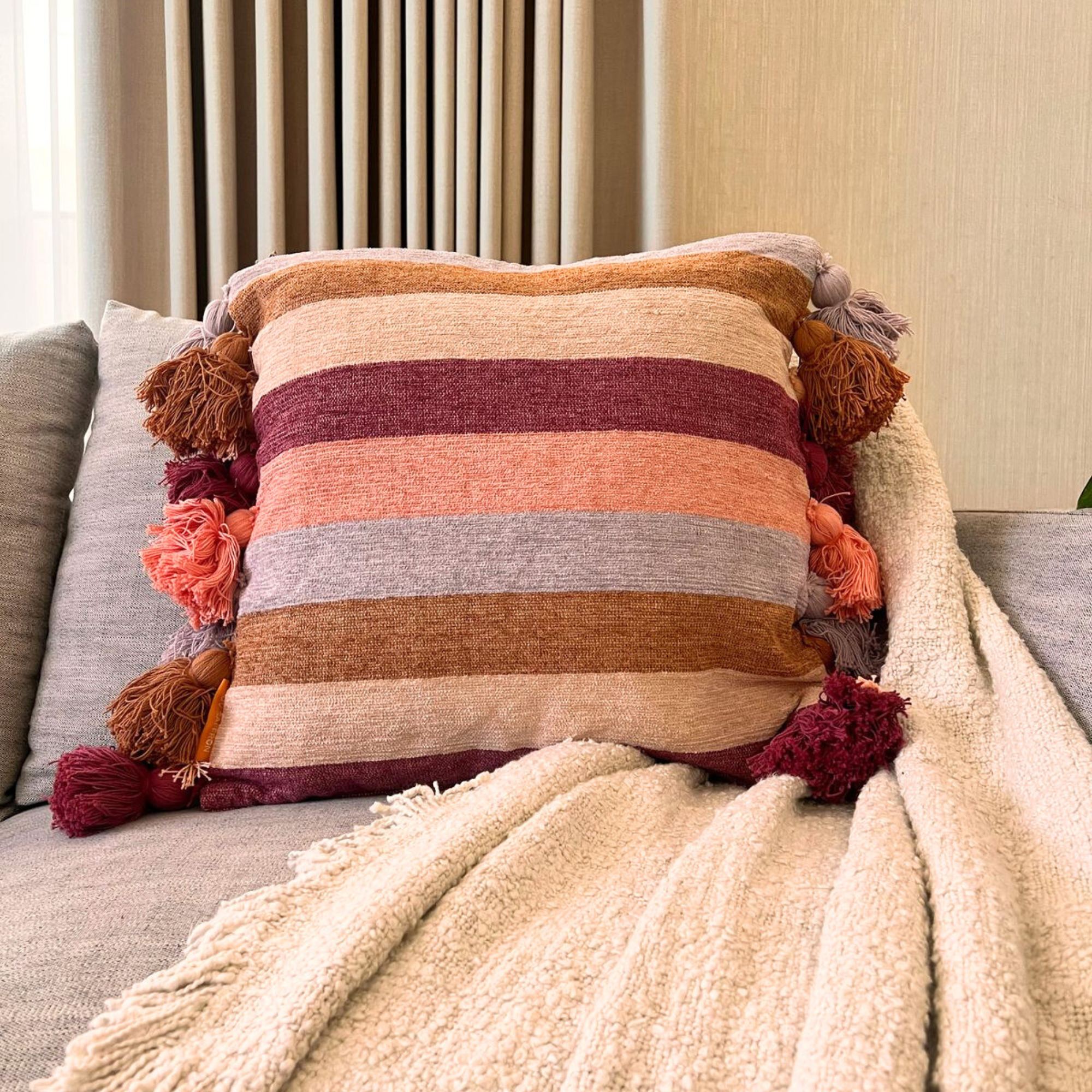 Lola Striped Cushion Cover Pink, 50 x 50 cm