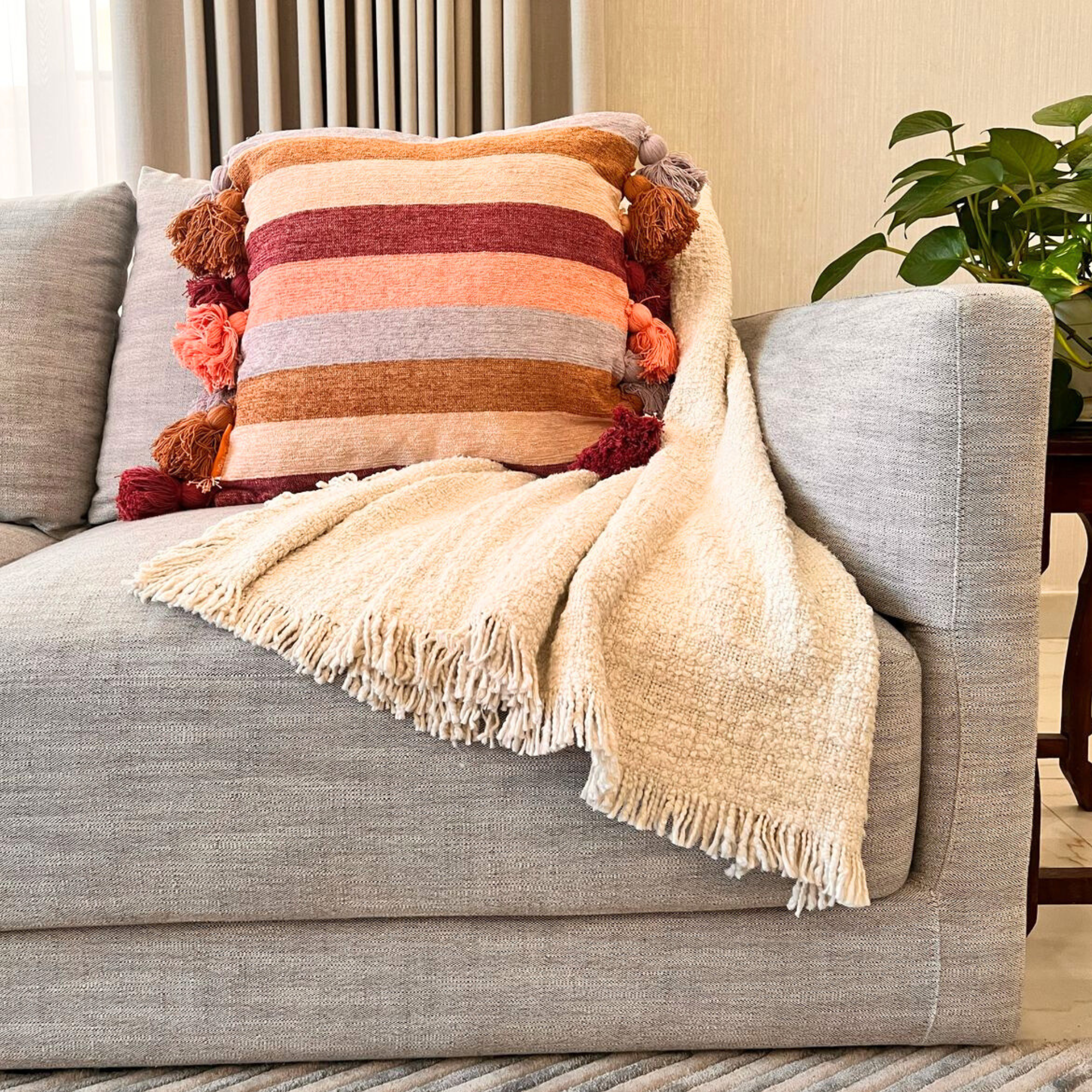 Lola Striped Cushion Cover Pink, 50 x 50 cm