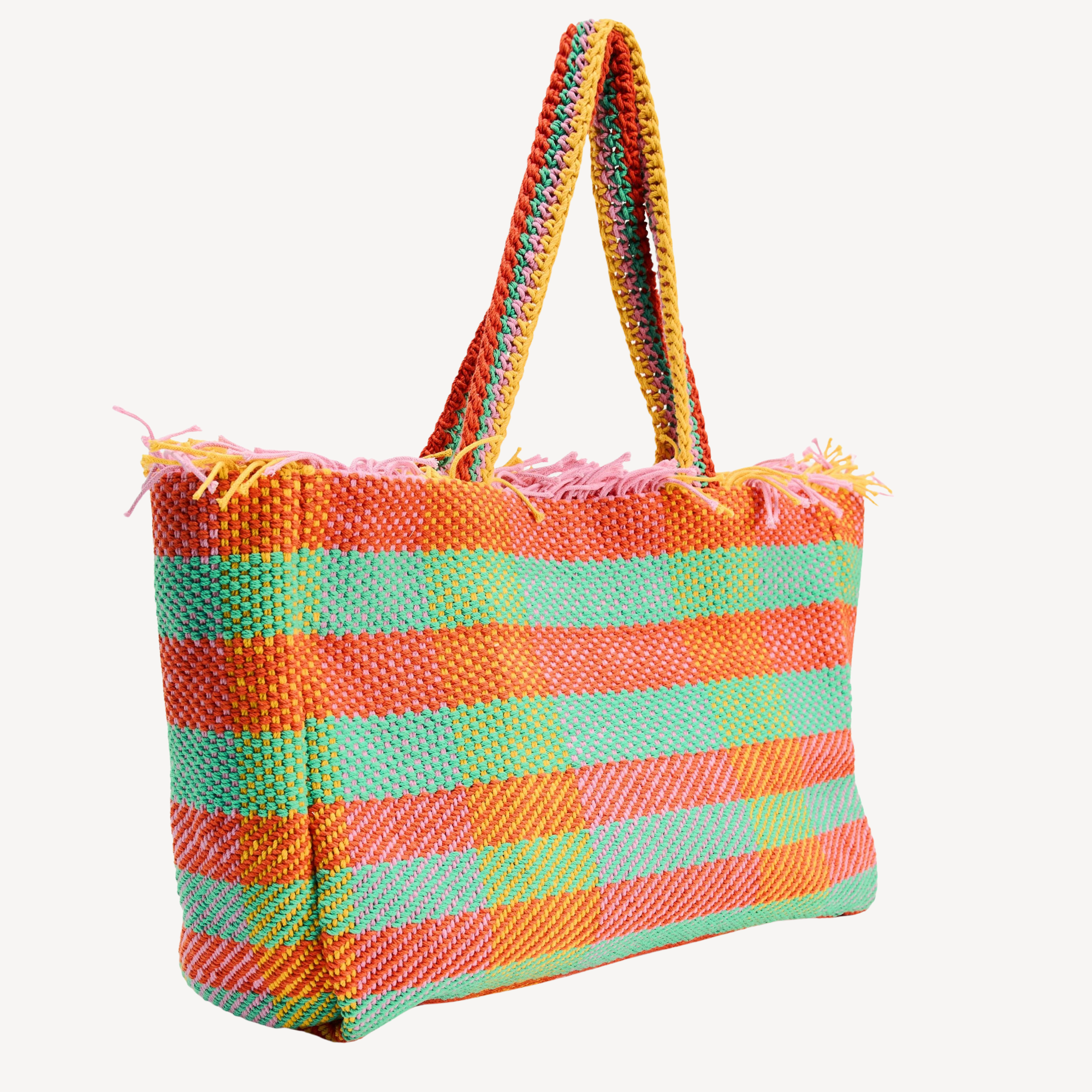 Our Bestseller - Striped Tote Bag -Pink
