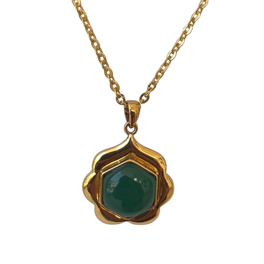 Handmade Green Onyx Flower Necklace