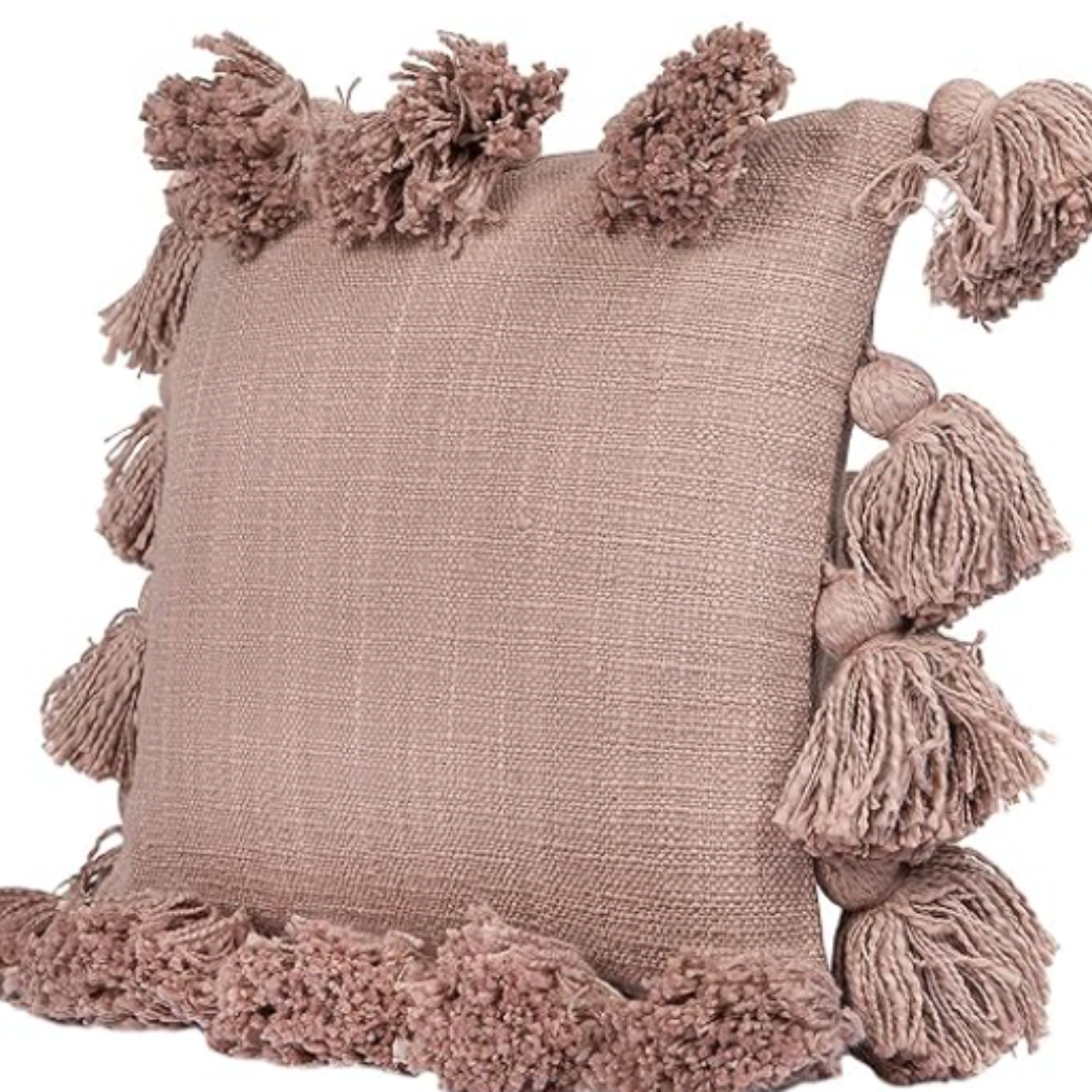 Osga Tasseled Cotton Cushion Cover Blush 45 x 45 cm