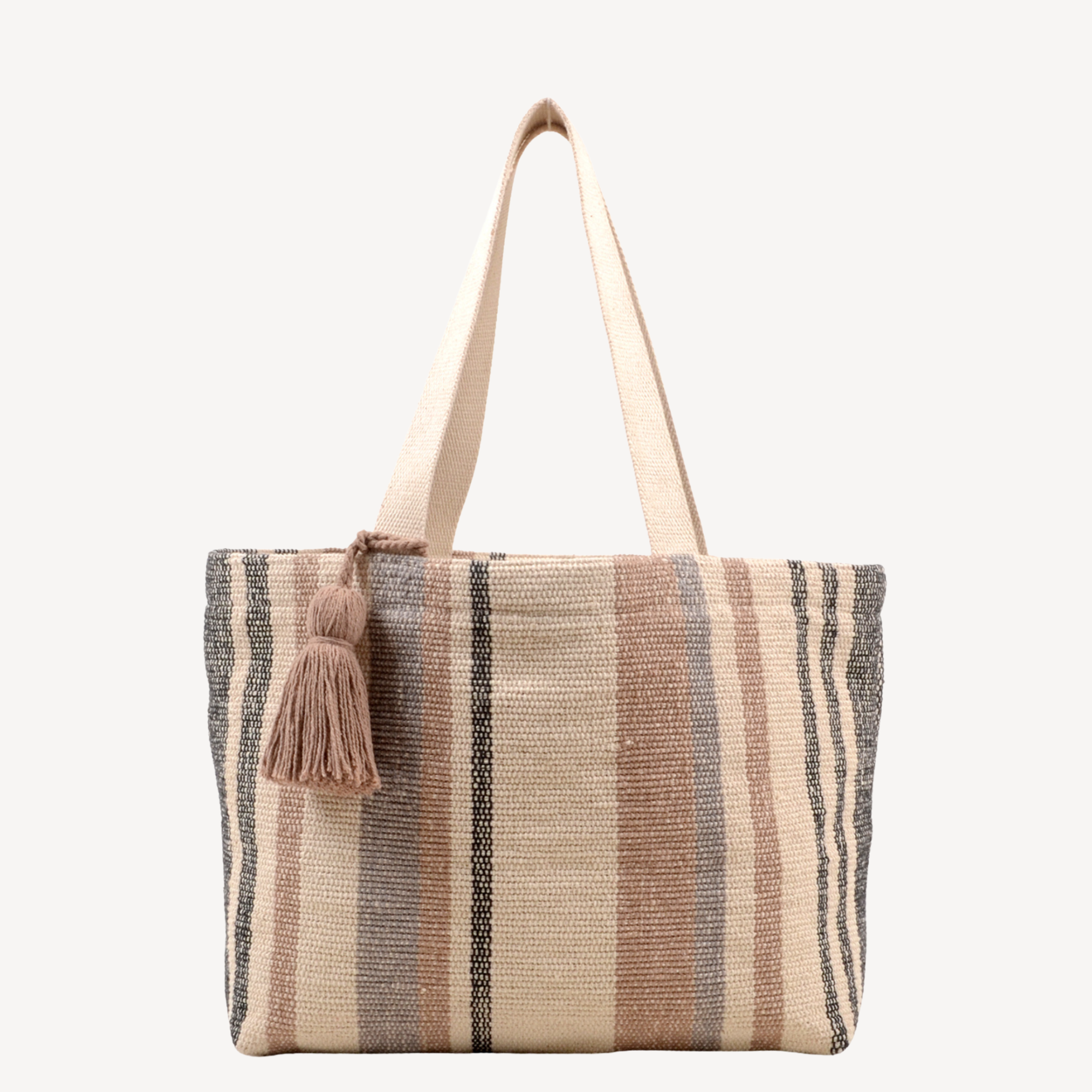 Our Bestseller - Eva Oversize Tote Bag - Beige Pom Pom