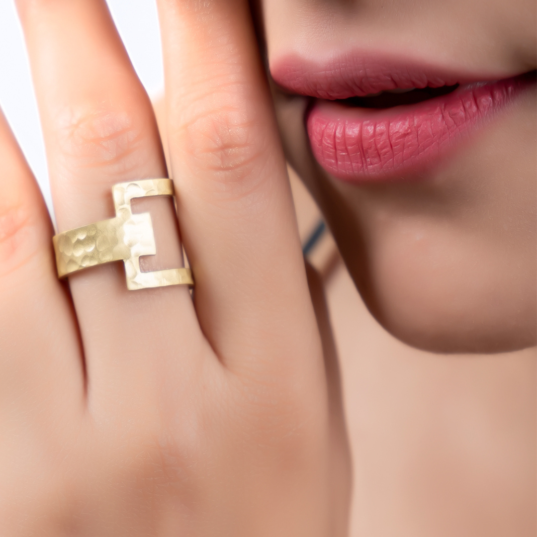 Handmade Classic Hammered Ring - Antique finish, Adjustable Size