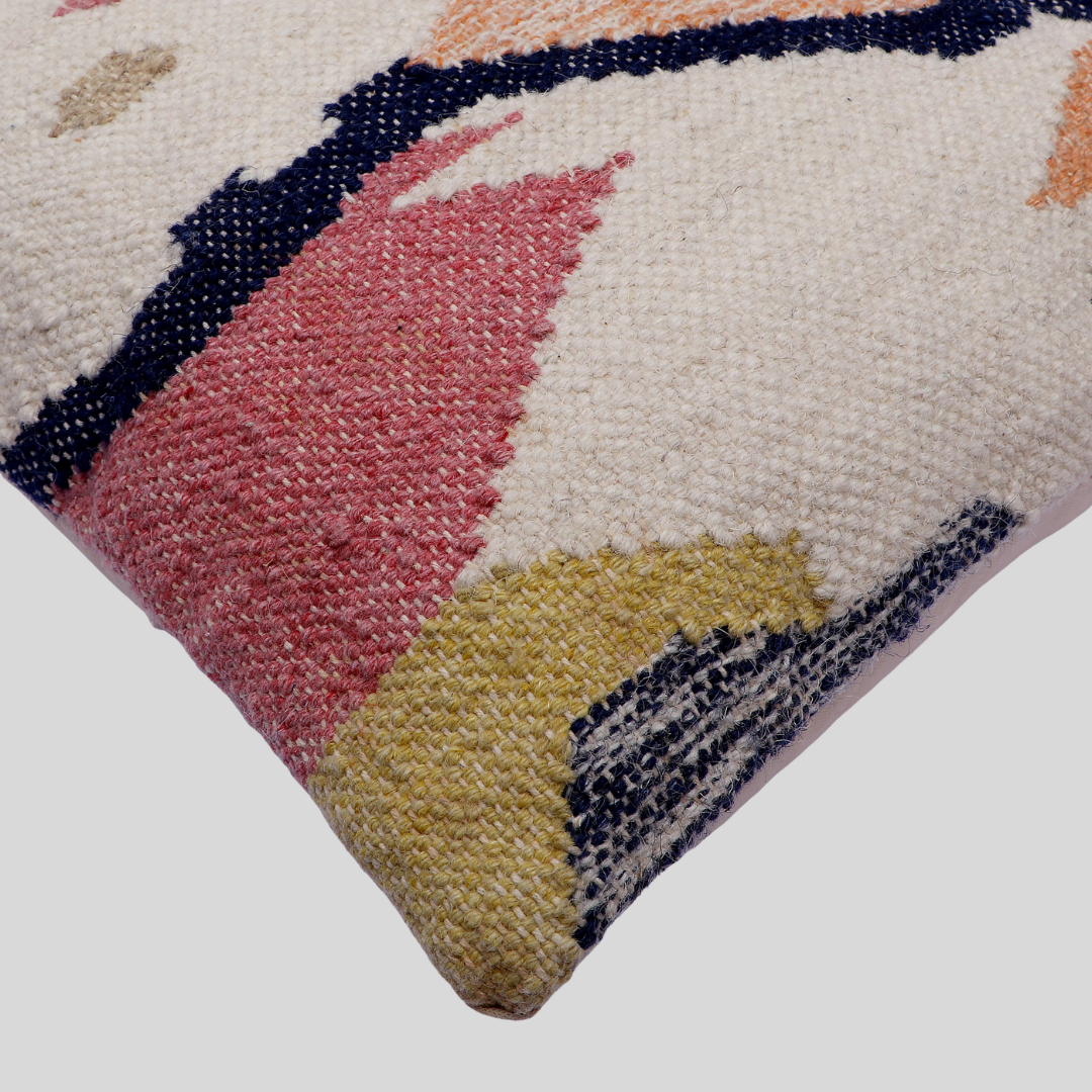 Colorblock Abstract Kilim Wool Cushion Cover 45 x 45 cm