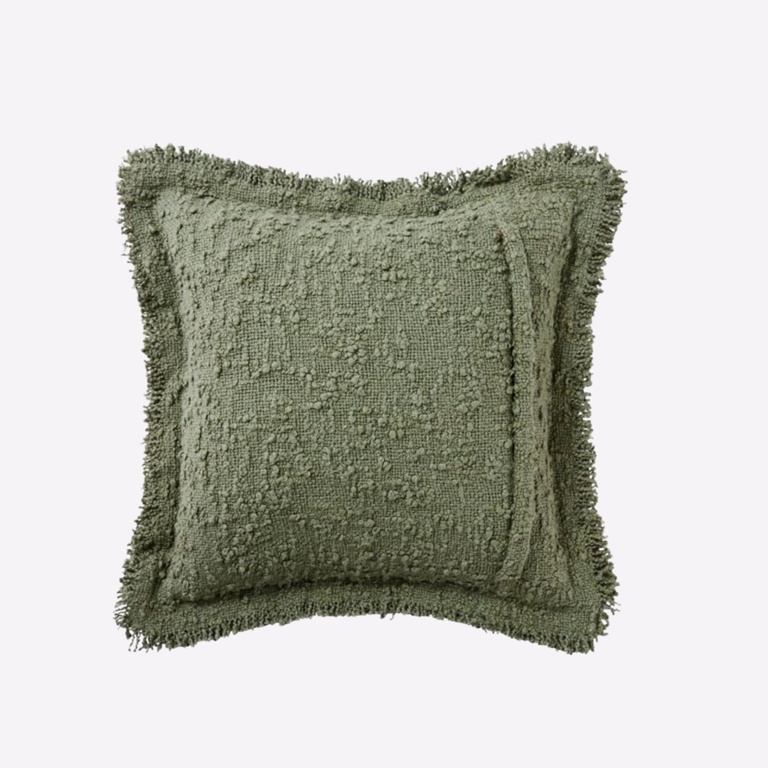 Amal Boucle Cotton Cushion Cover Olive, 50 x 50 cm