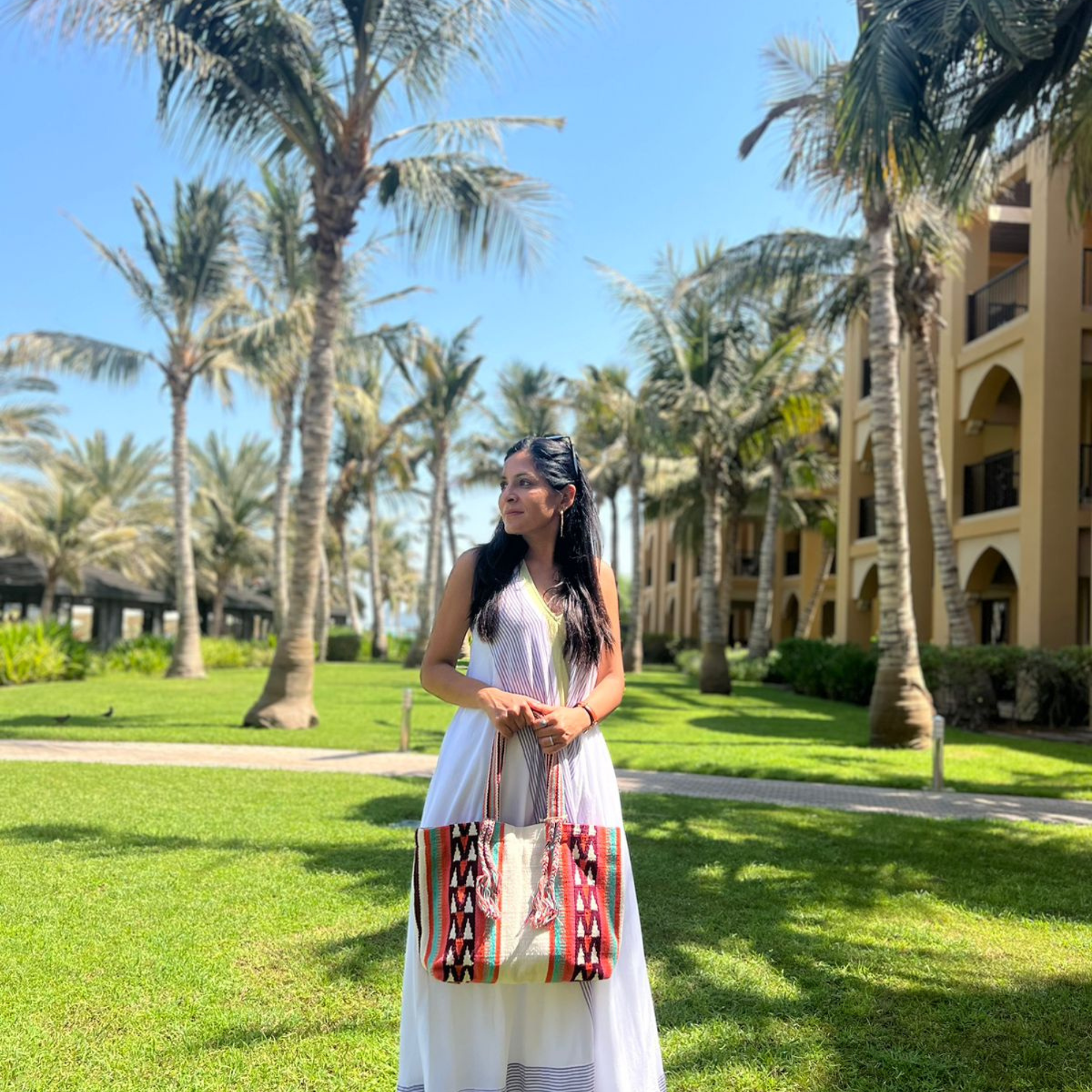 Palm Paradise Carryall Tote - Handmade Women Tote Bag