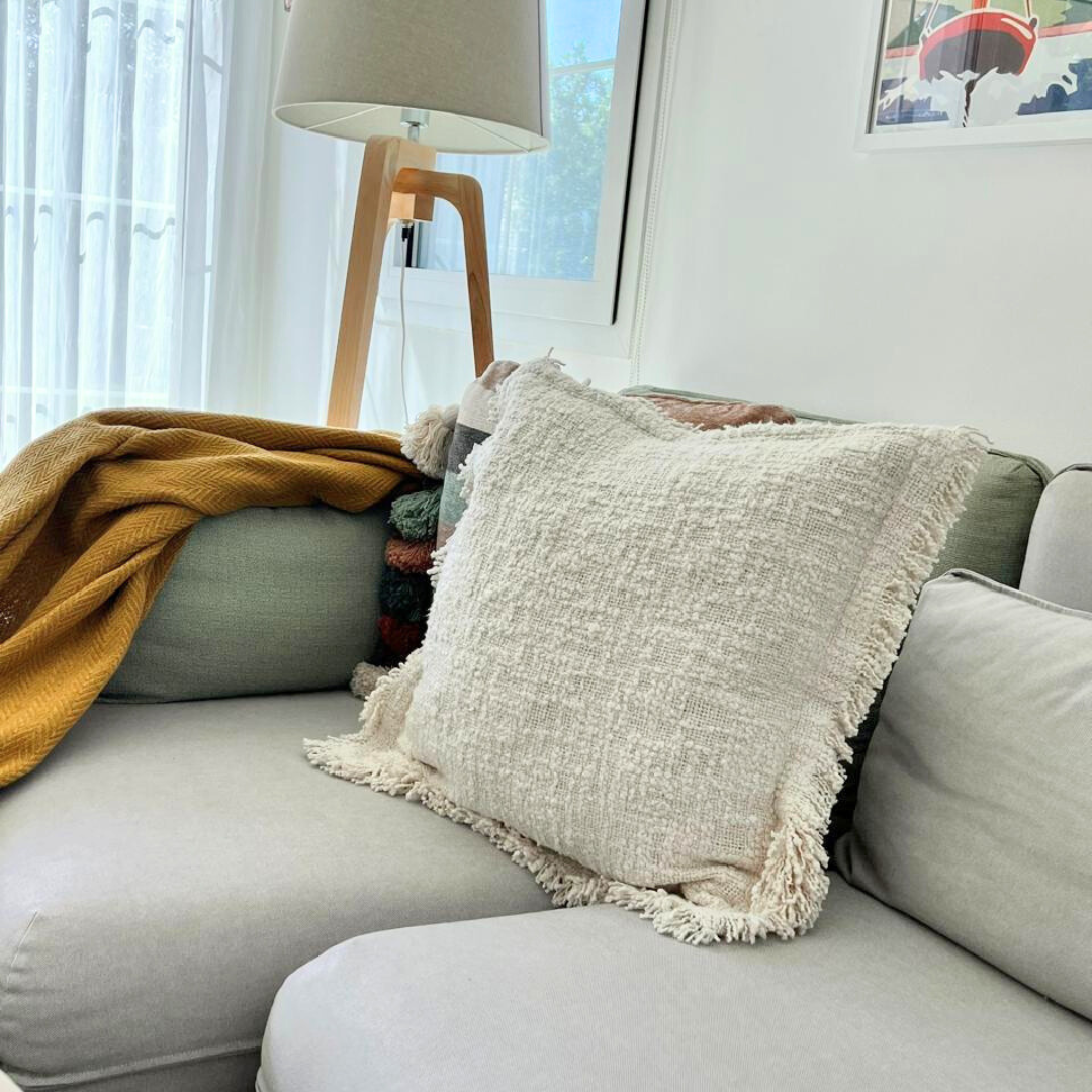 Amal Boucle Cotton Cushion Cover Cream, 50 x 50 cm