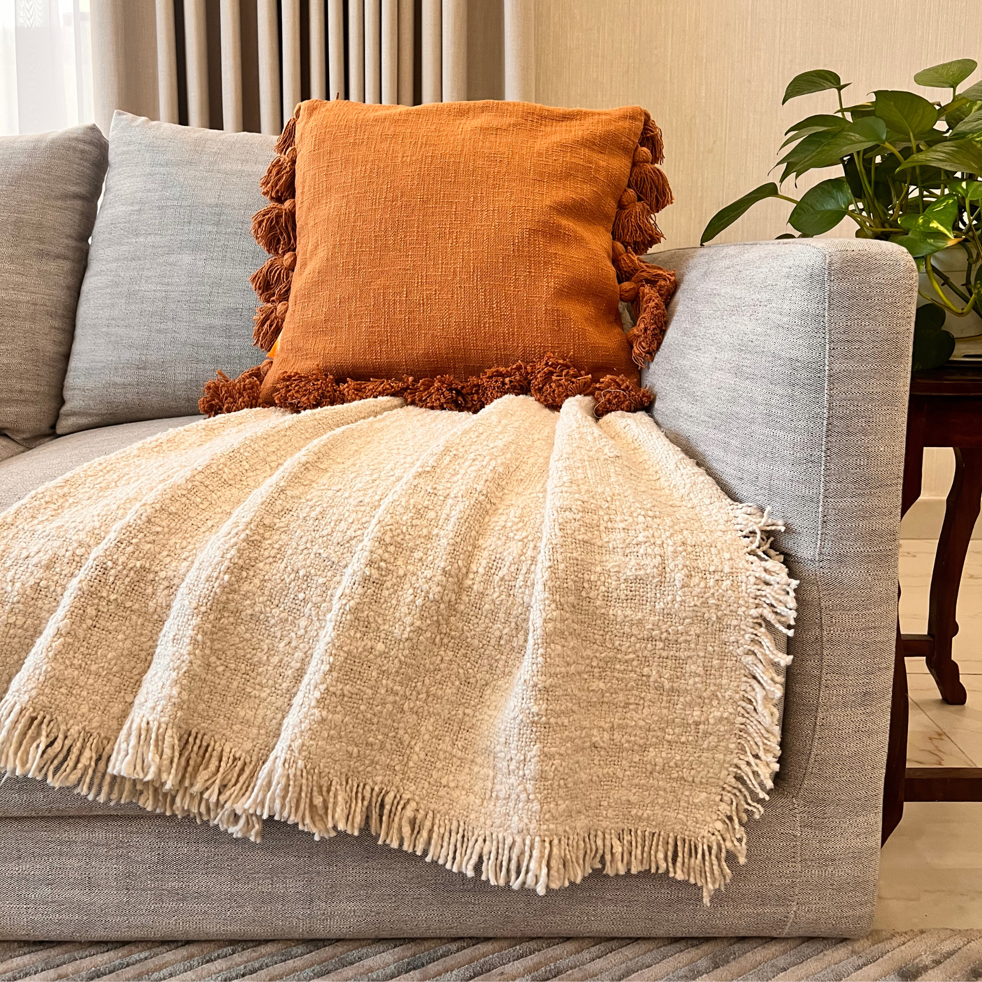 Osga Tasseled Cotton Cushion Brown Sugar 45 x 45 cm