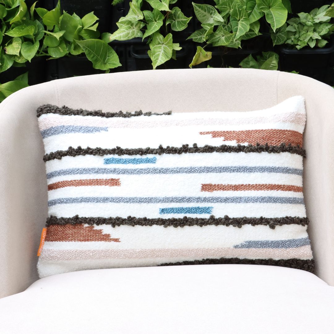Abstract Colourful Stripes Handwoven Cushion Covers, 40 x 60 cm