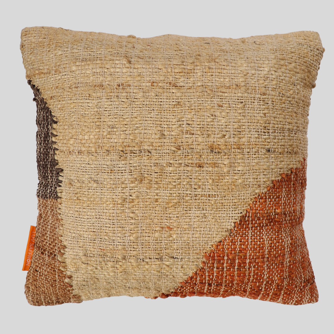 Colorblock Abstract Jute Cushion Covers, 40 x 40 cm