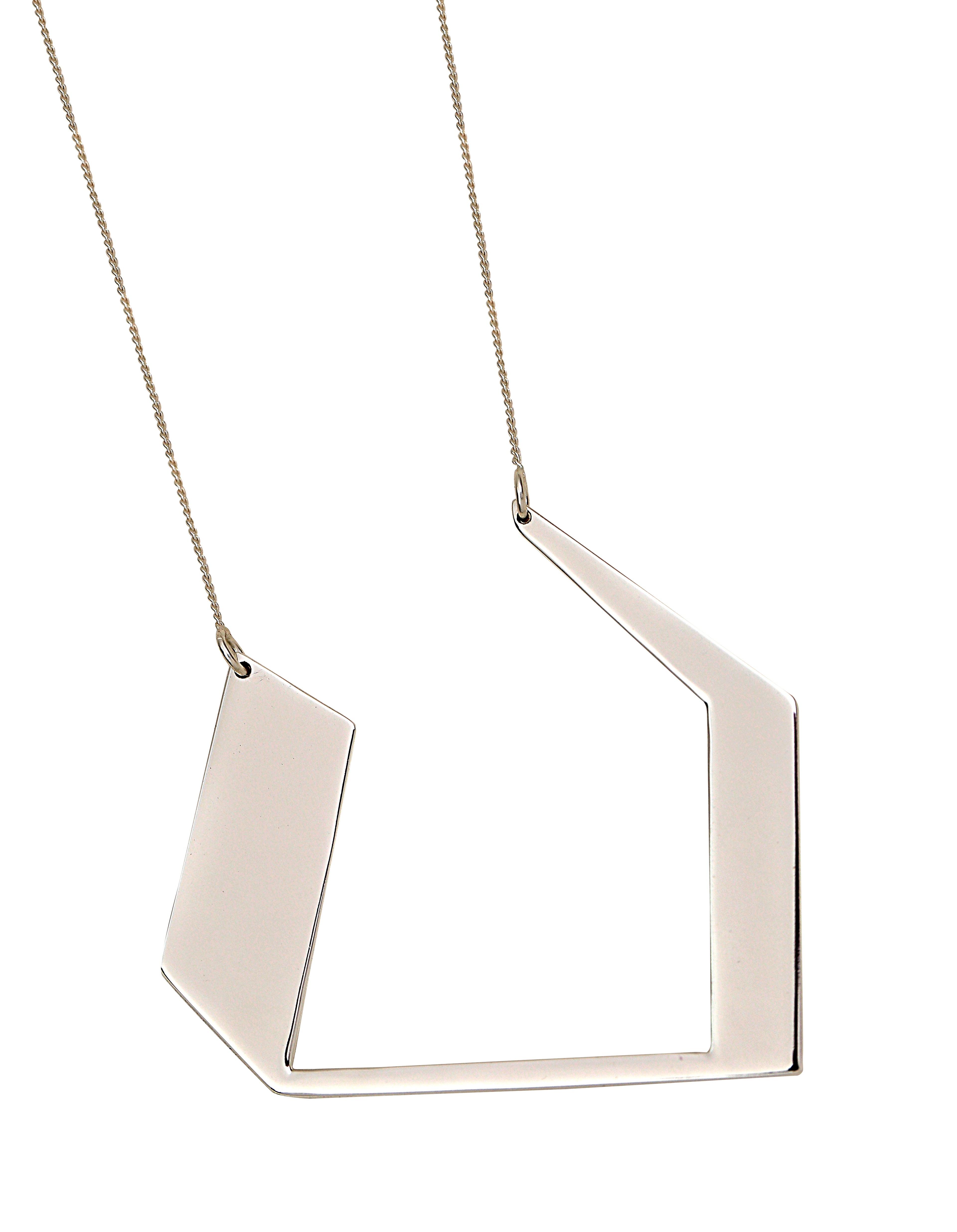 Handmade Geometric Wings Silver Necklace Long