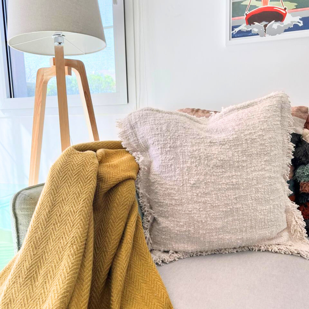 Amal Boucle Cotton Cushion Cover Cream, 50 x 50 cm