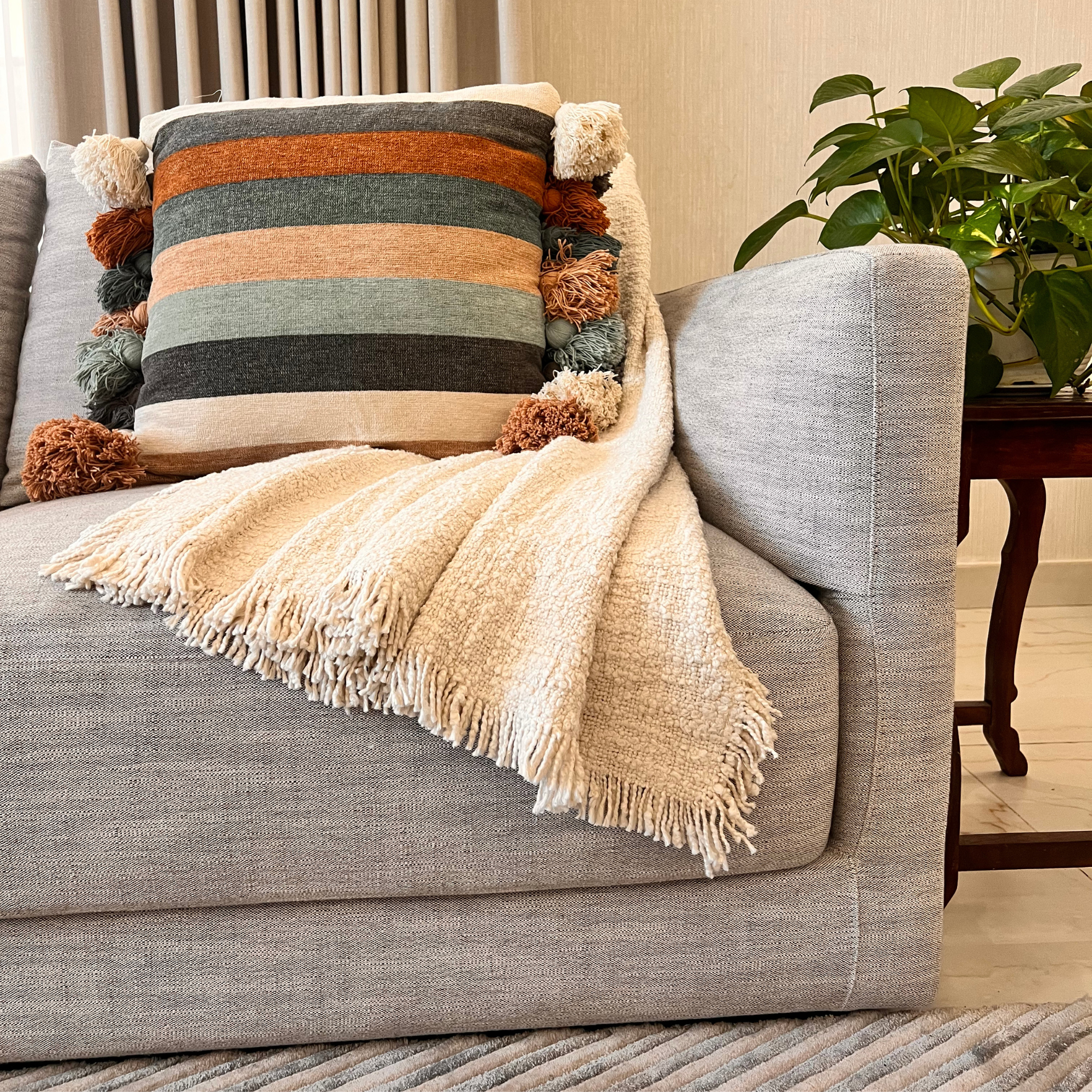 Lola Striped Cushion Cover Olive, 50 x 50 cm