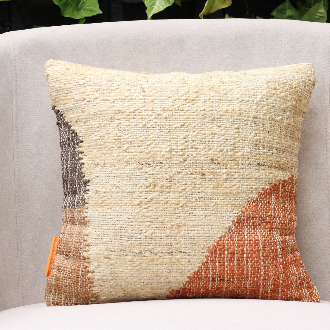 Colorblock Abstract Jute Cushion Covers, 40 x 40 cm