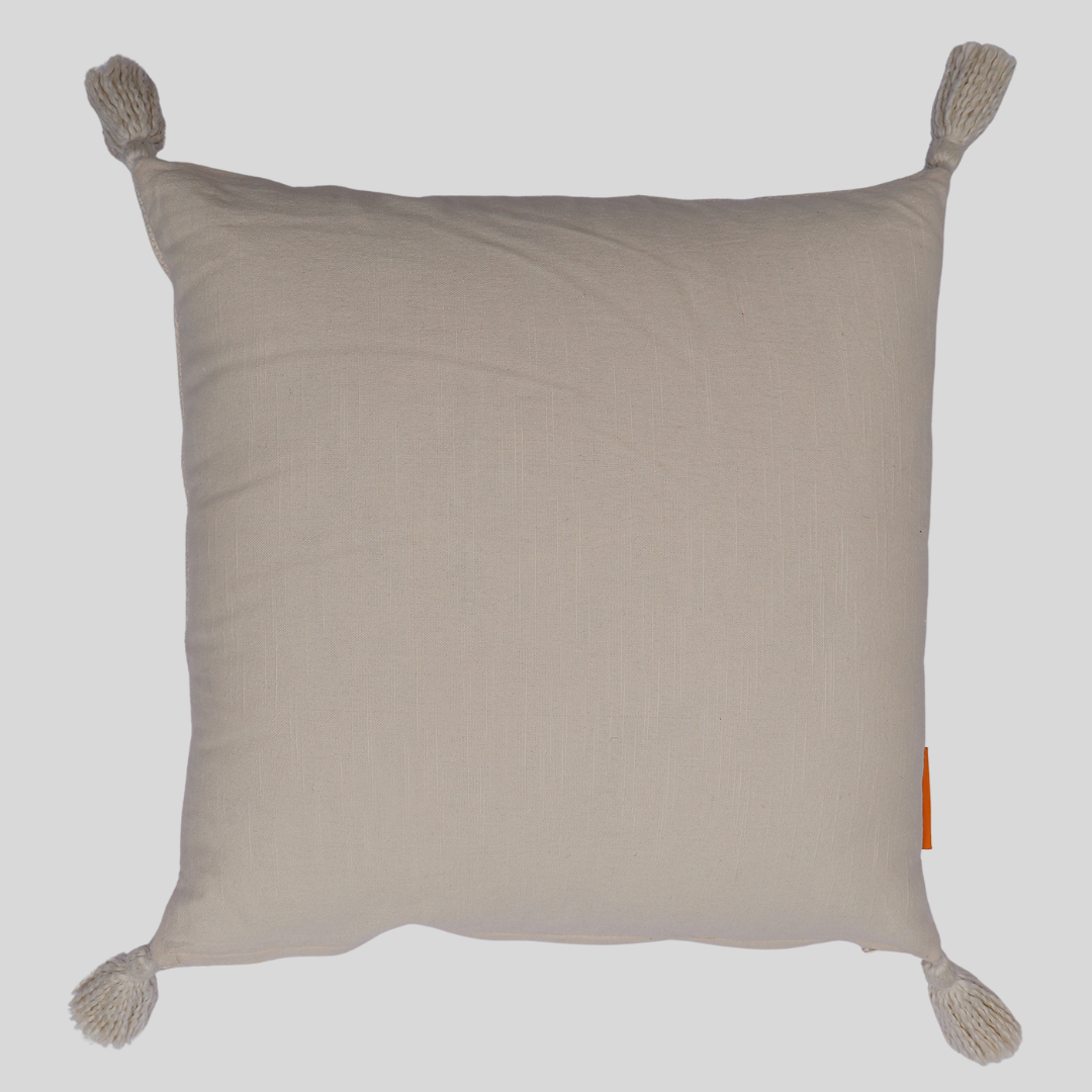 Cream Cotton Throw cushion with Tassels 45 x 45 cm- Two Pieces