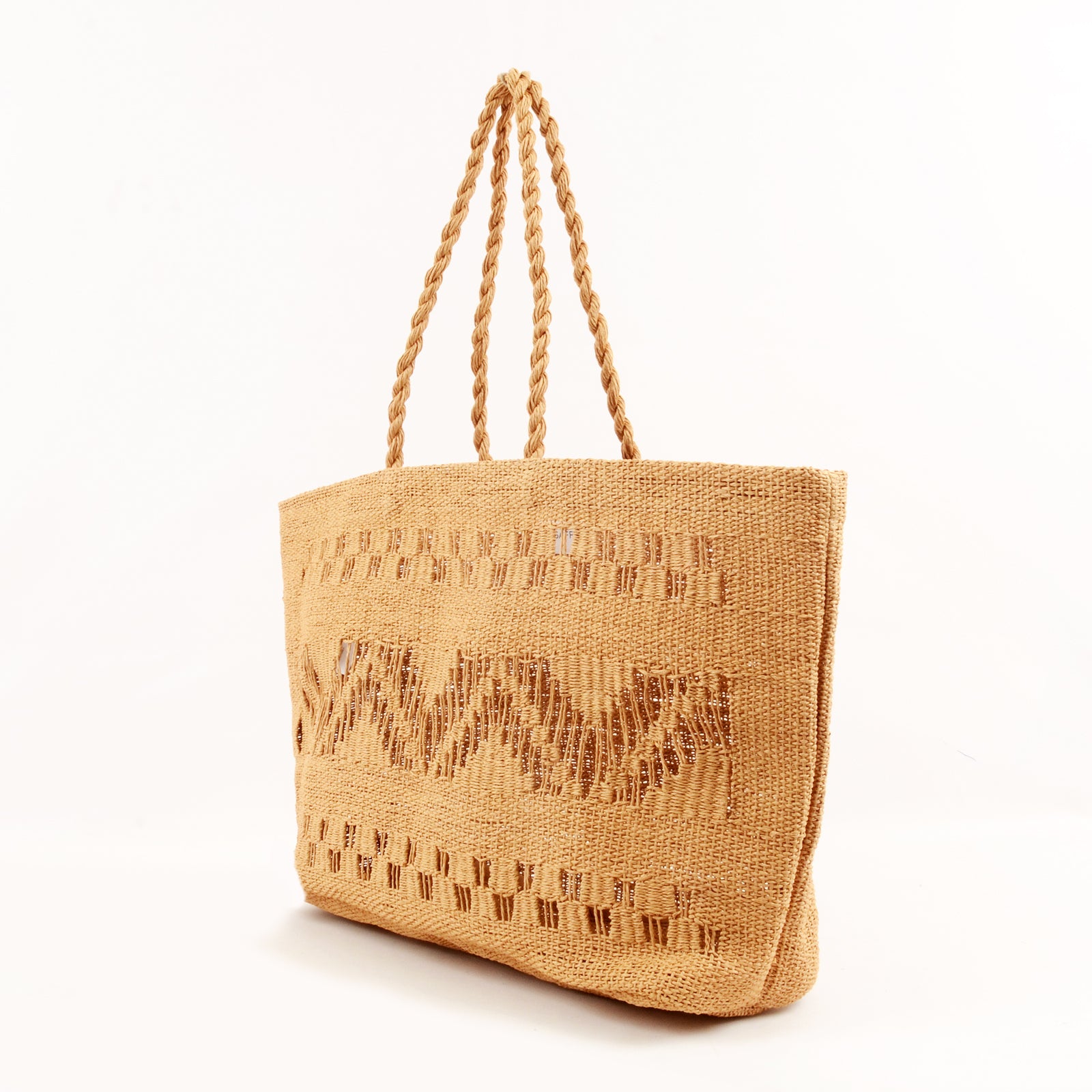 Raffia Netted Shopper's Tote - Oversized Tote Bag