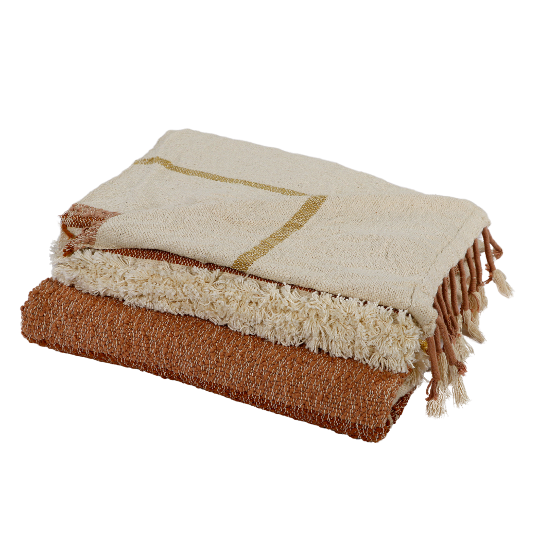 Multicolor Handwoven Throw with fringe 50" x 60" (127 x 172 cm)