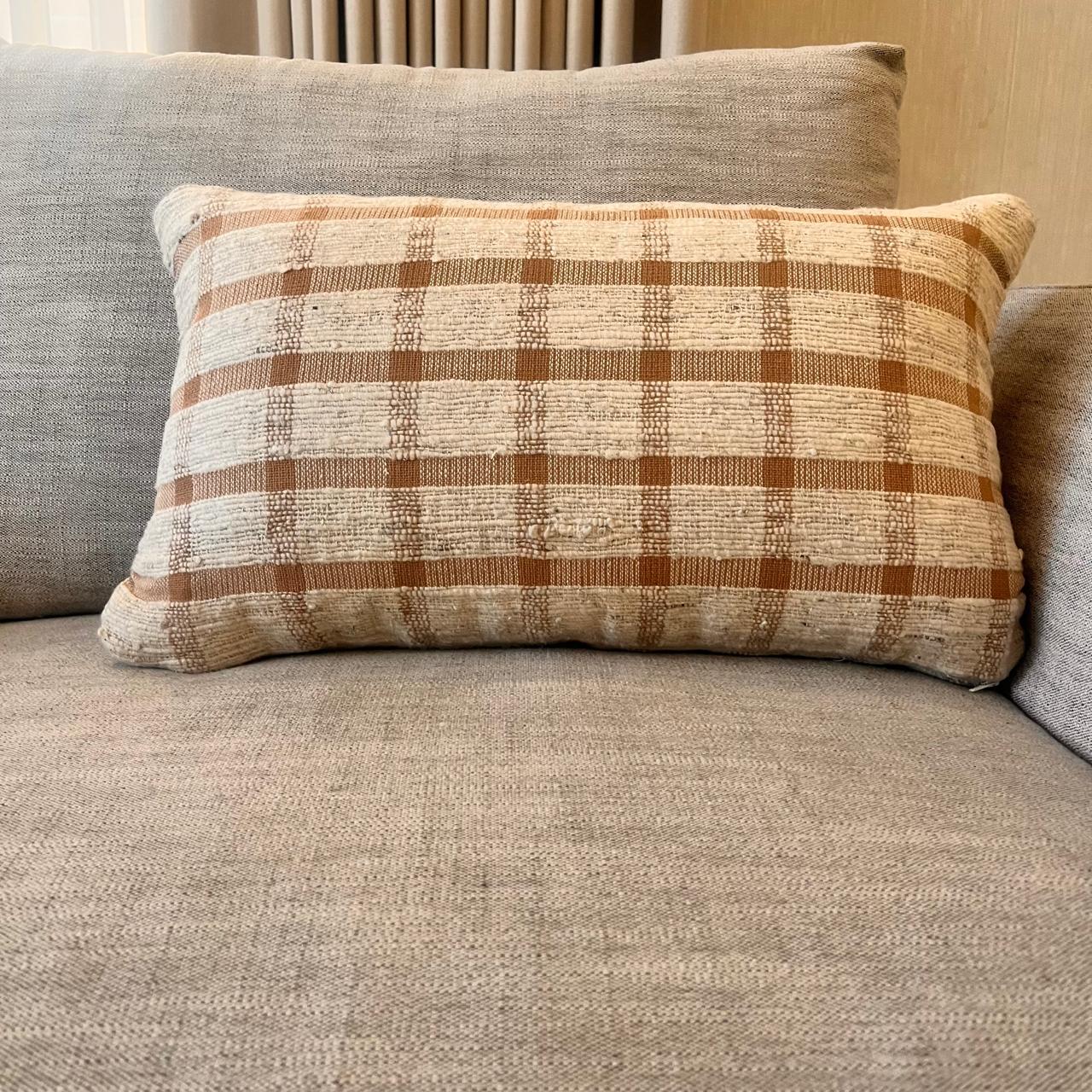 Jasmine Orange Check Cushion, 35 x 55 cm