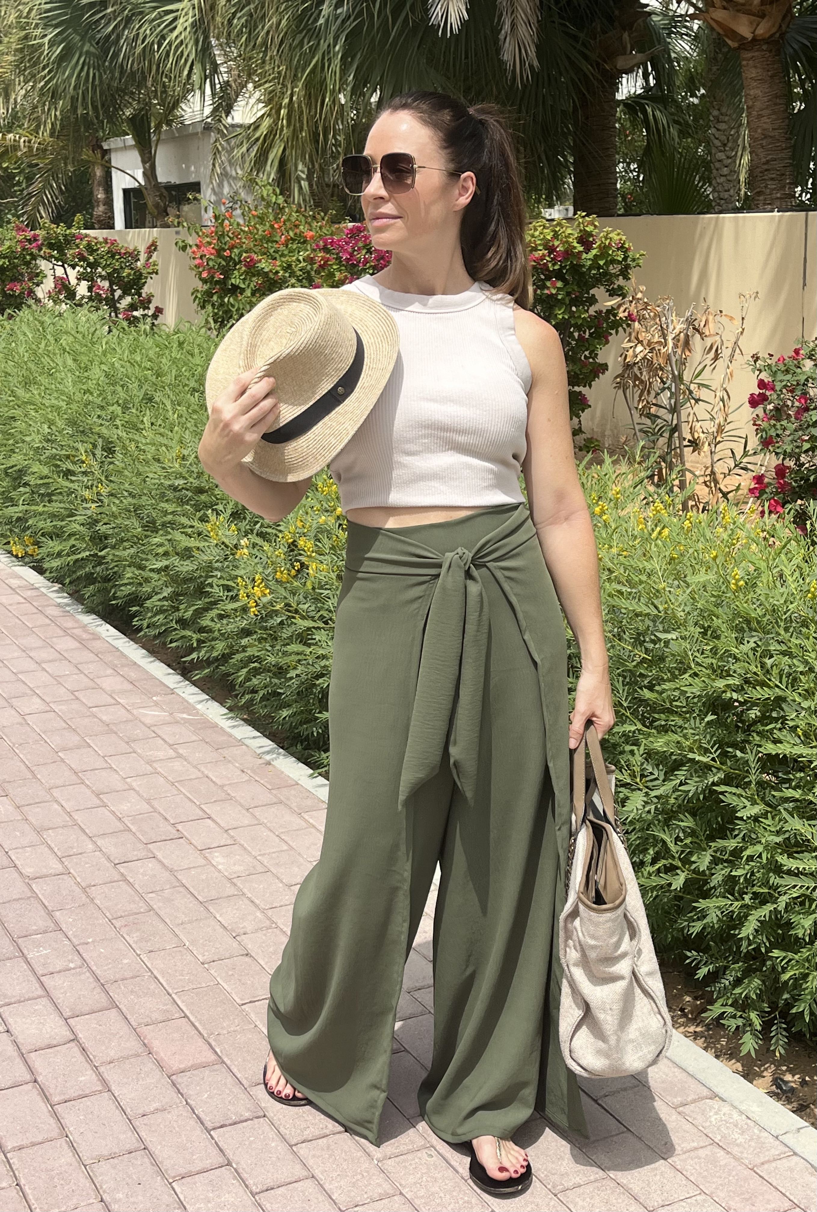 Kat + Em Pants & Striped Pink Oversized Tote Bag