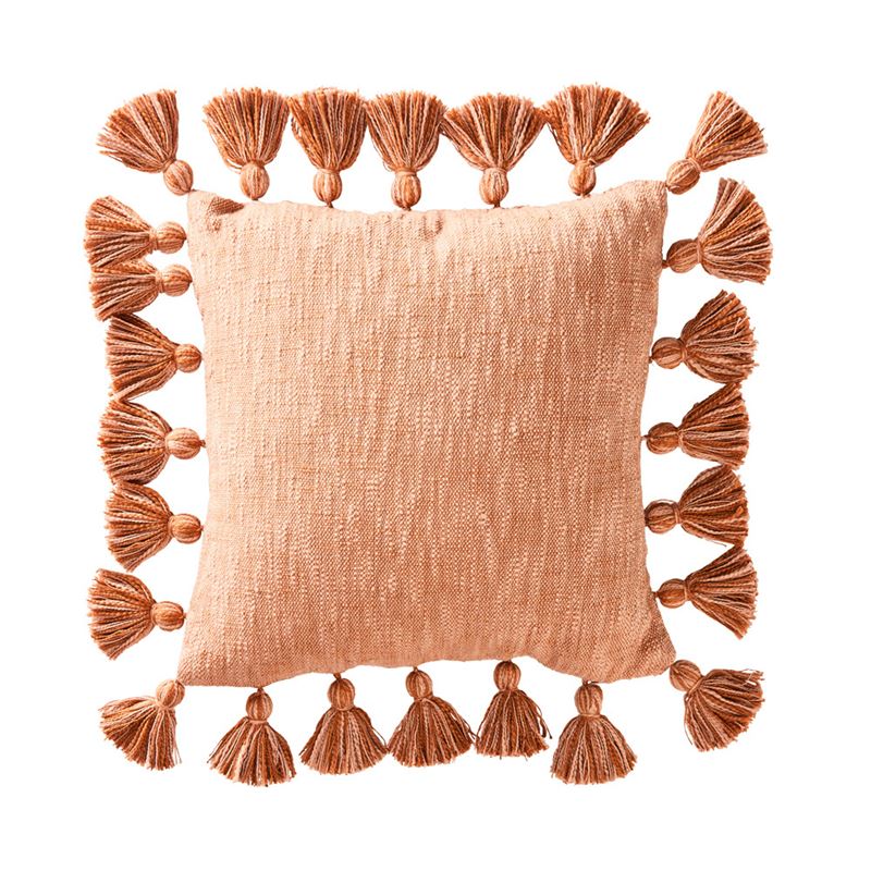 Osga Tasseled Cotton Cushion Beige Pink  45 x 45 cm