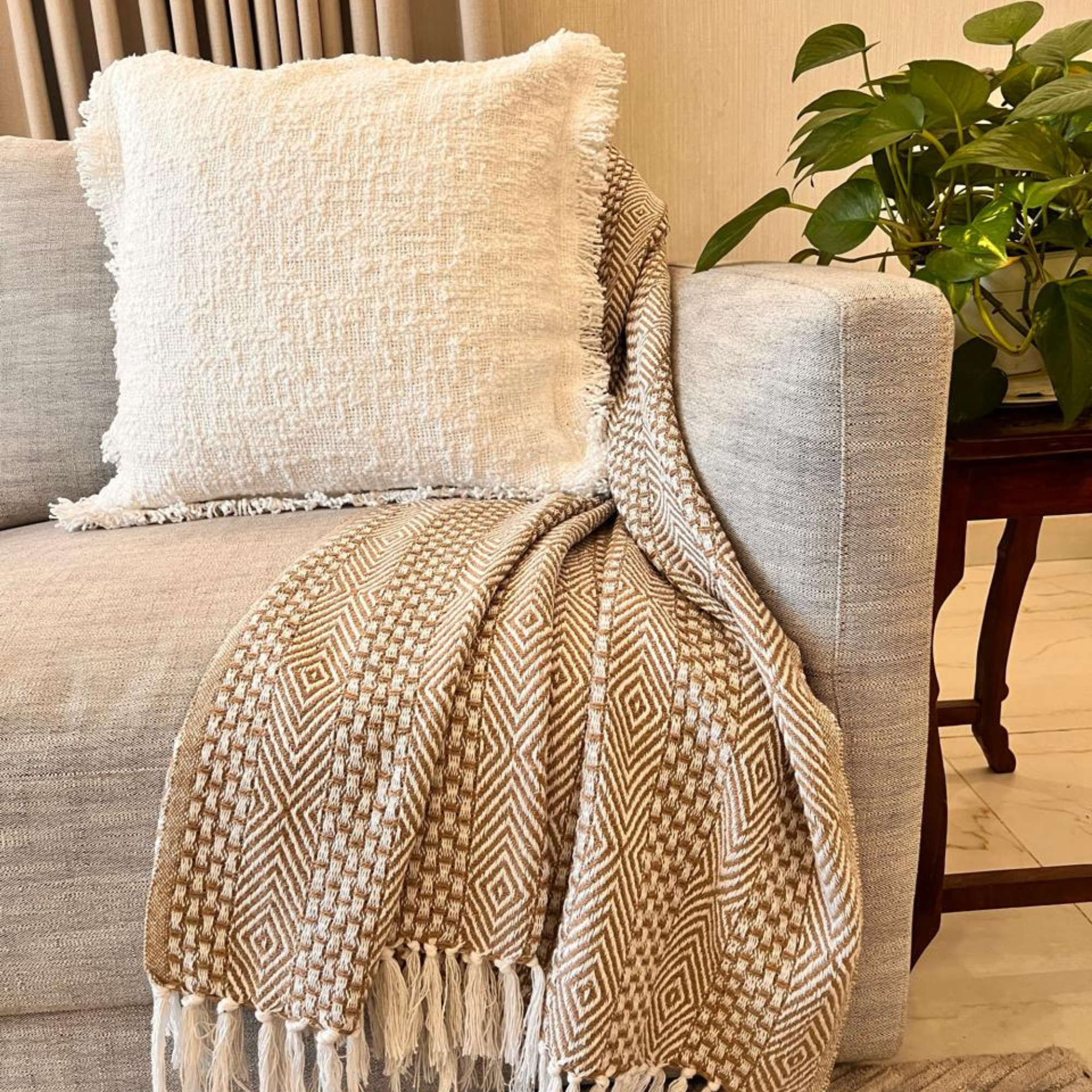 Amal Boucle Cotton Cushion Cover White 50 x 50 cm